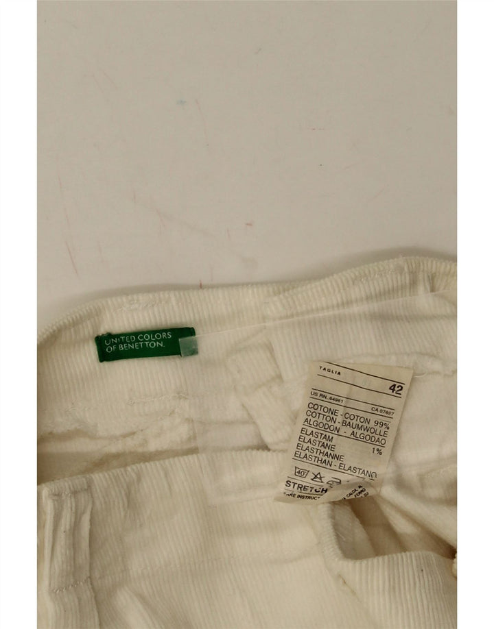 BENETTON Womens Corduroy Skirt IT 42 Medium W30 White Cotton