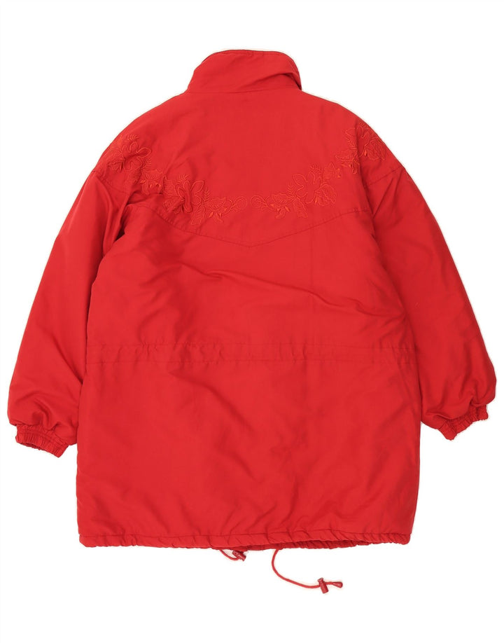 VINTAGE Womens Windbreaker Coat UK 18 XL Red Floral Polyester Vintage Vintage and Second-Hand Vintage from Messina Hembry 