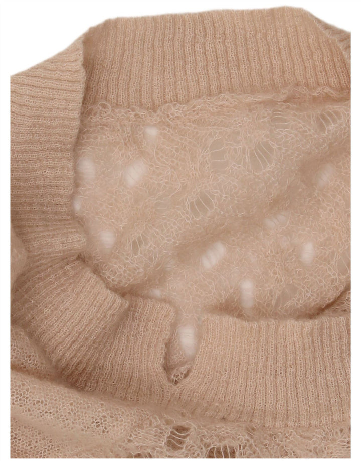 ВИНТАЖНЫЙ женский свободный джемпер с вырезом «лодочка», Великобритания, 16, большой, бежевый