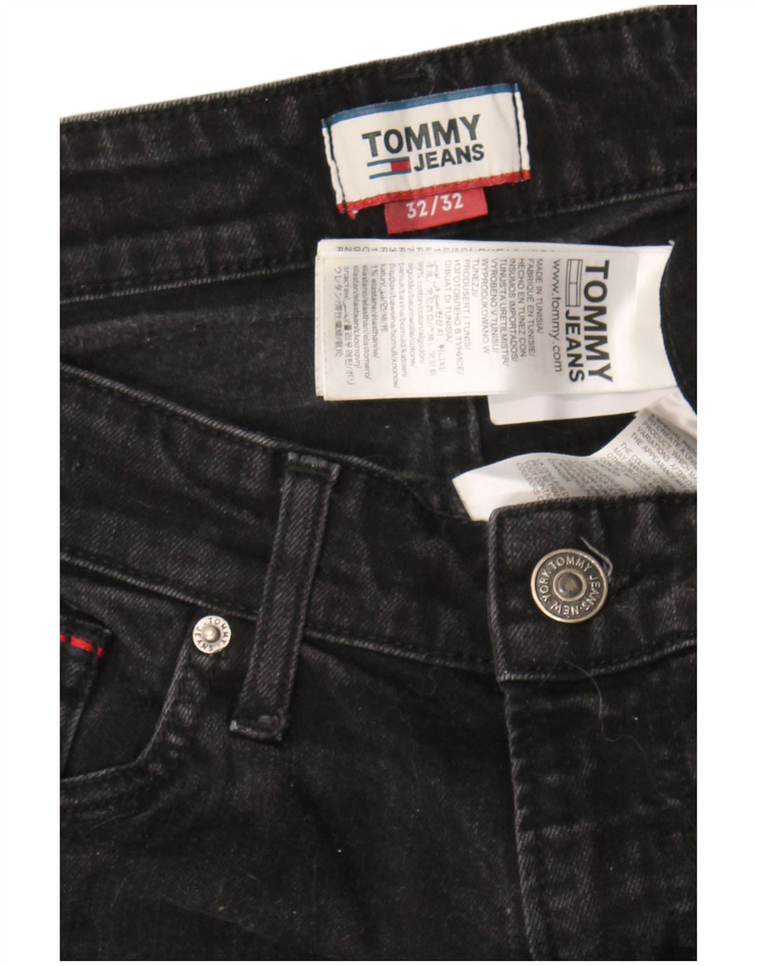 Мужские узкие джинсы Tommy Hilfiger W32 L32, черный хлопок