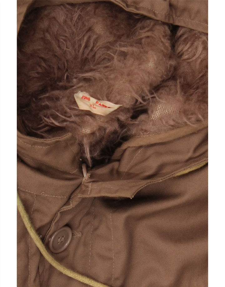 Мужская парка VINTAGE с капюшоном UK 42 XL, коричневый полиэстер