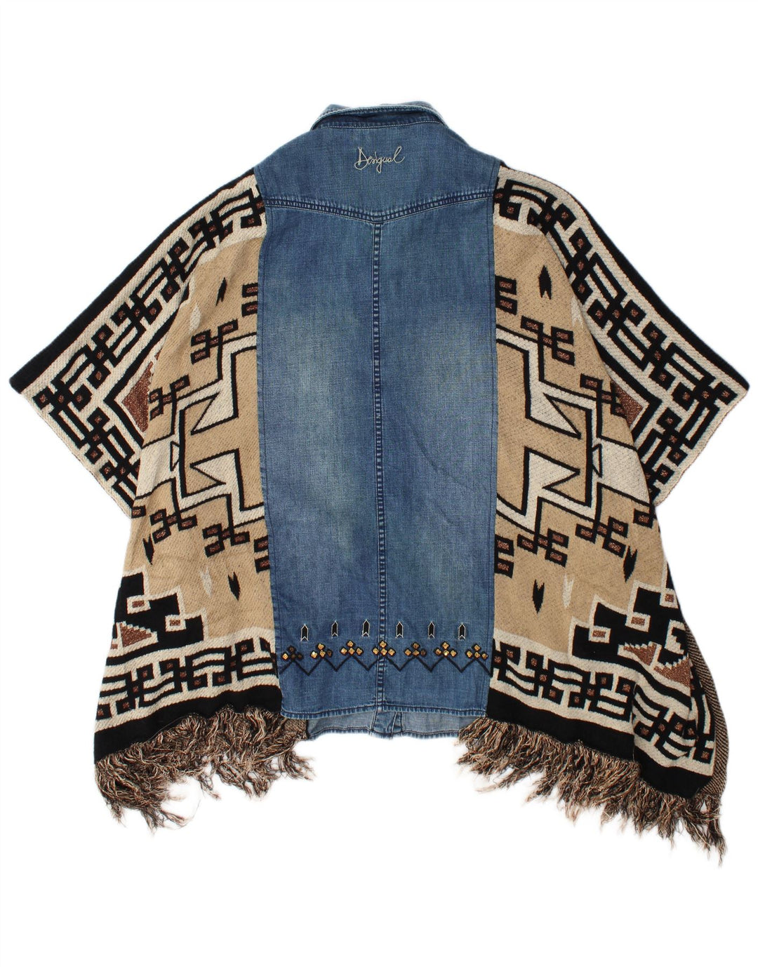 Женская джинсовая блузка-рубашка Desigual UK 18 XL Разноцветная лоскутная вискоза