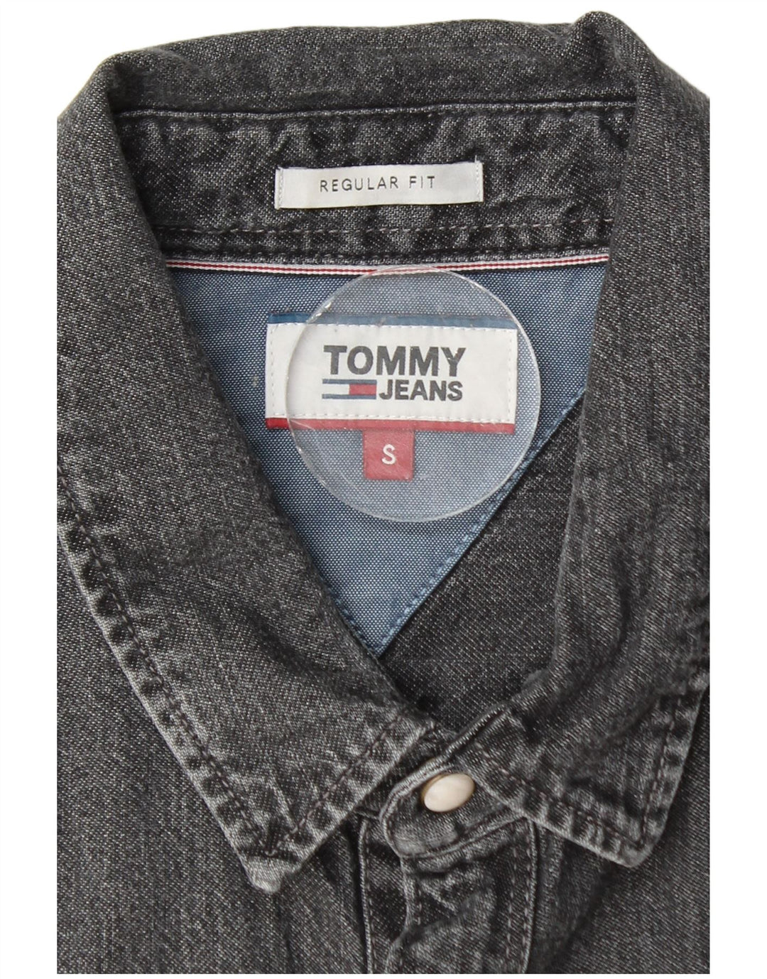Tommy Hilfiger Мужская джинсовая рубашка стандартного кроя, маленький серый хлопок