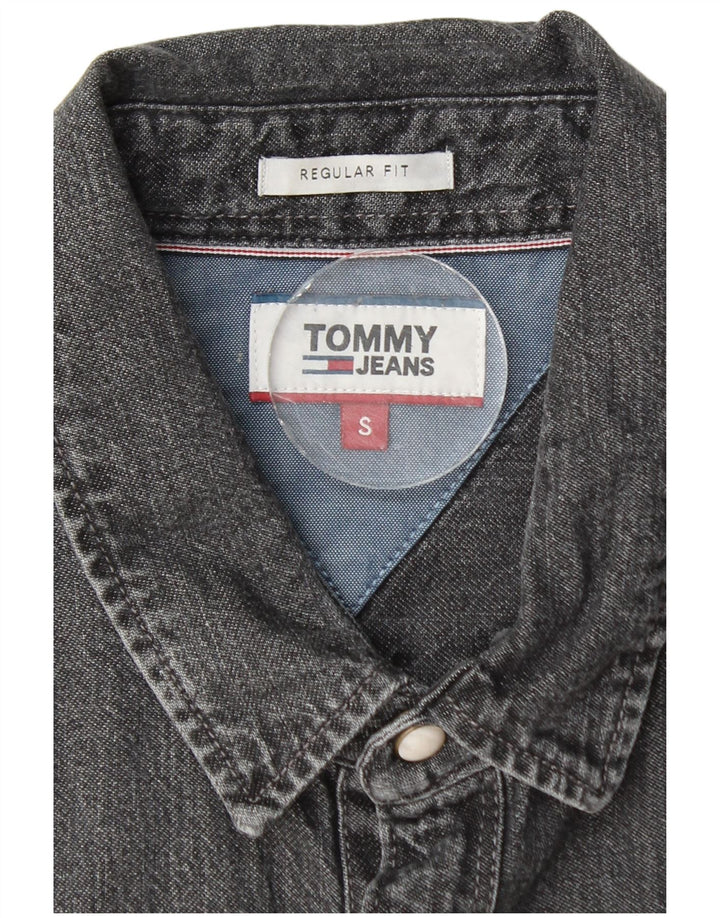 Tommy Hilfiger Мужская джинсовая рубашка стандартного кроя, маленький серый хлопок