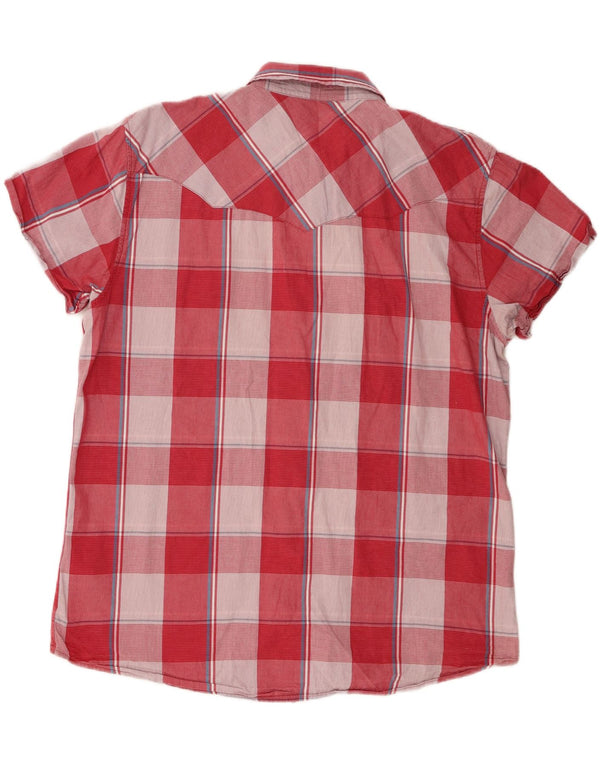 WRANGLER Мужская рубашка обычного кроя с коротким рукавом 3XL, хлопковая розовая клетка