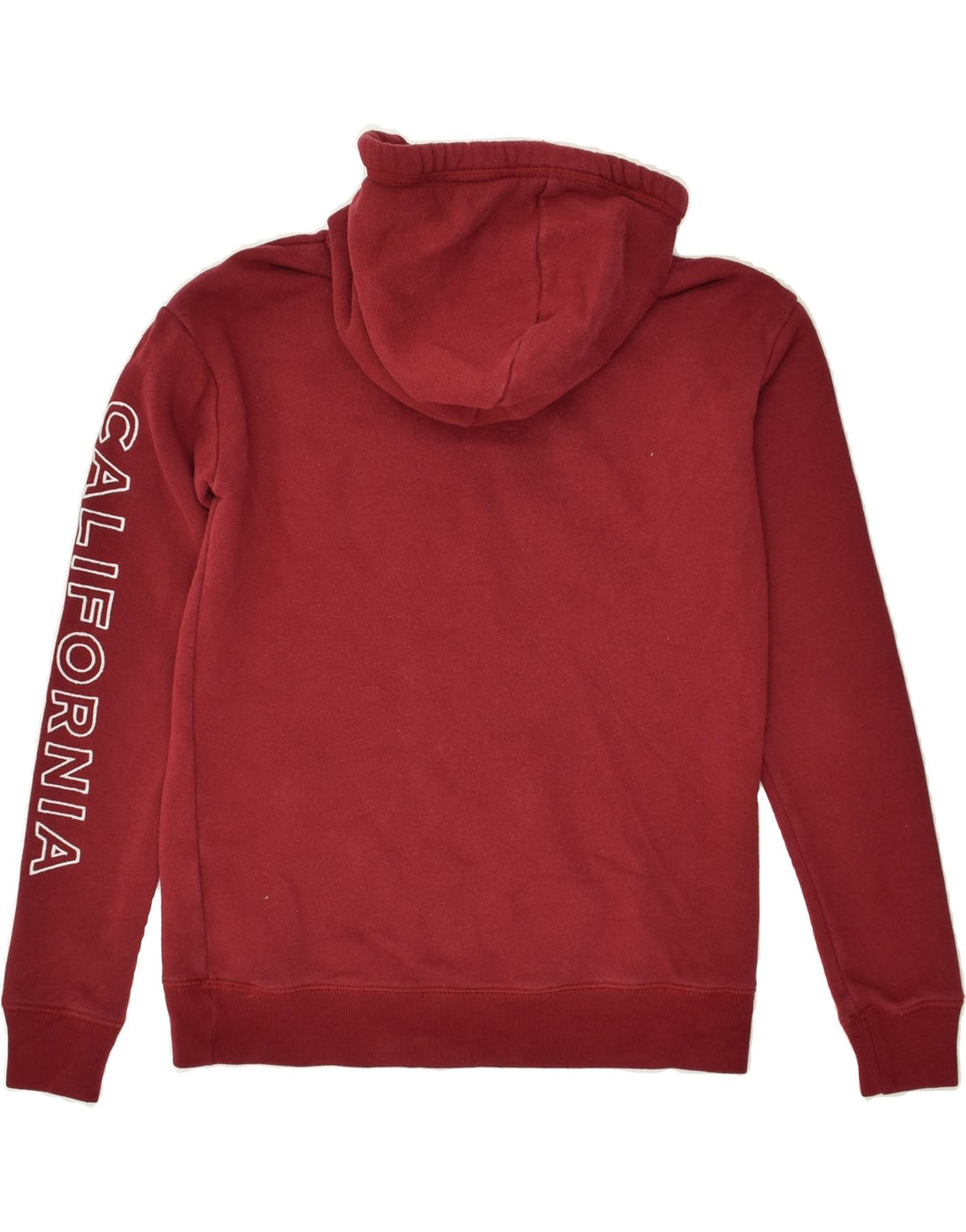 HOLLISTER Mens Graphic Hoodie Jumper XS Burgundy Cotton | Vintage Hollister | Thrift | Second-Hand Hollister | Used Clothing | Messina Hembry 