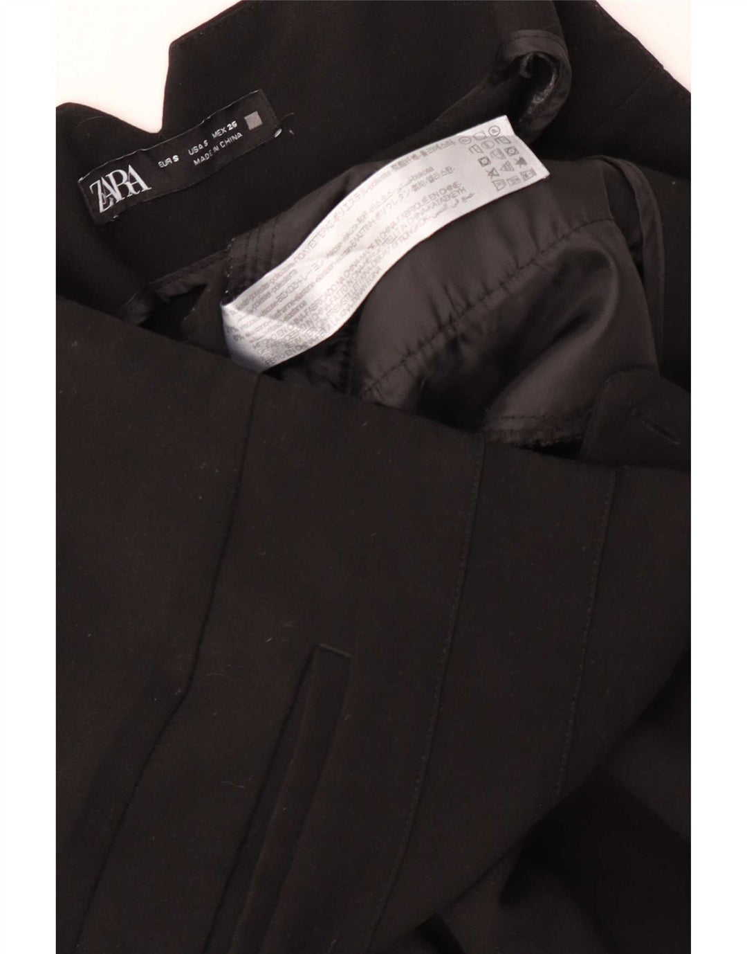 Zara Женские костюмные брюки с высокой талией, маленькие W26 L26, черные, полиэстер