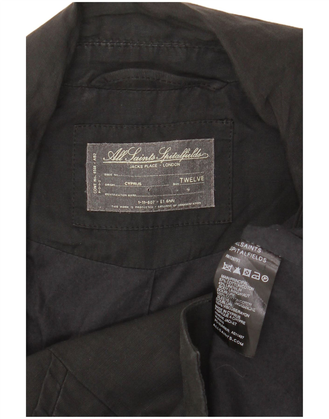 Женский укороченный пиджак с 3 пуговицами All Saints, британский цвет 12, средний черный хлопок