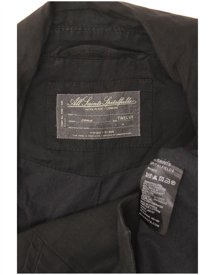 Женский укороченный пиджак с 3 пуговицами All Saints, британский цвет 12, средний черный хлопок