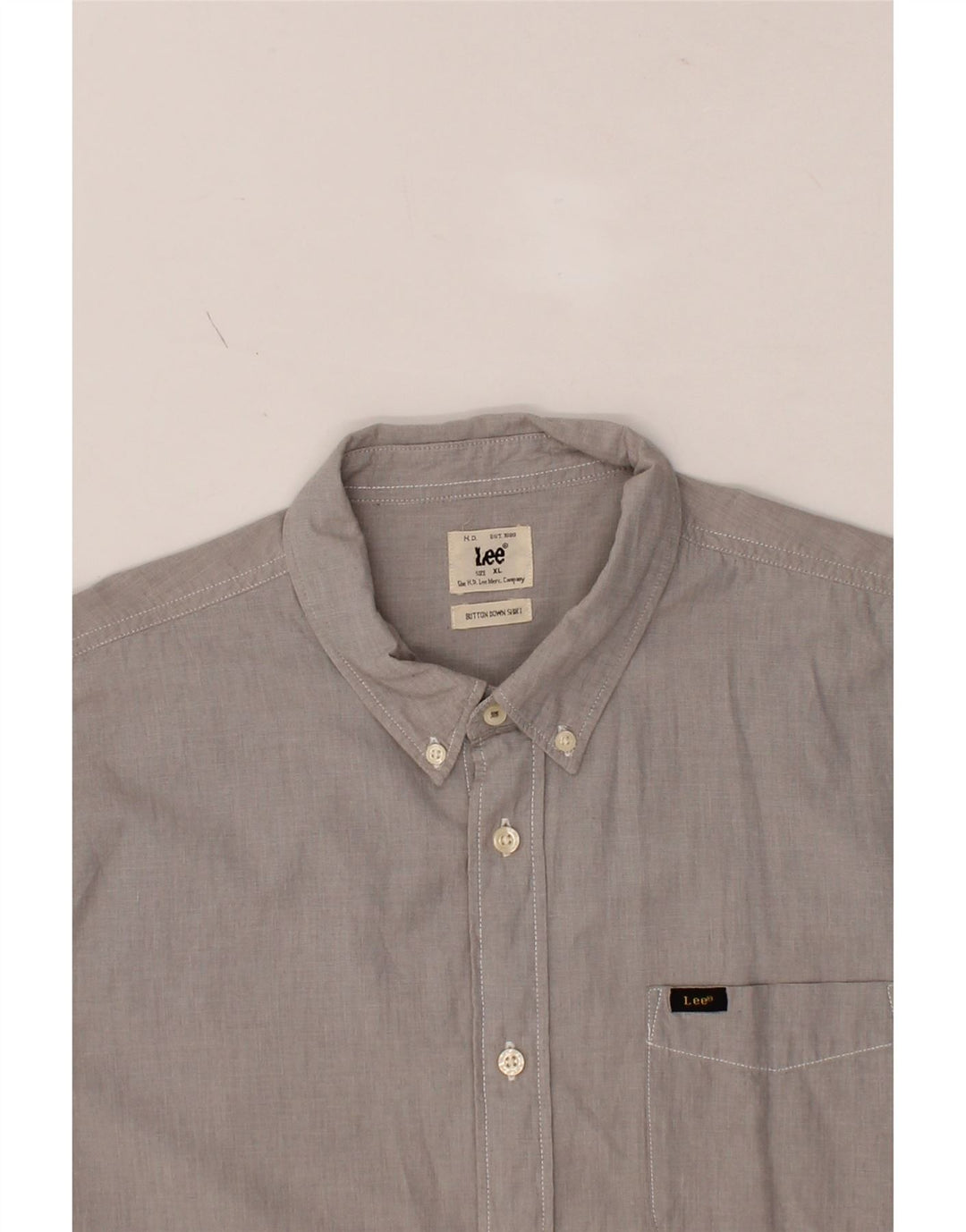 LEE Mens Short Sleeve Shirt XL Grey Cotton Vintage Lee and Second-Hand Lee from Messina Hembry 
