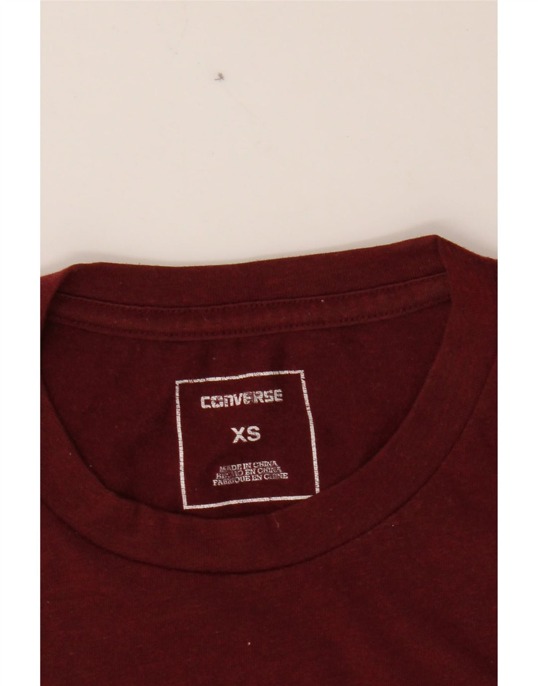 CONVERSE Mens Graphic T-Shirt Top XS Burgundy Polyester Vintage Converse and Second-Hand Converse from Messina Hembry 
