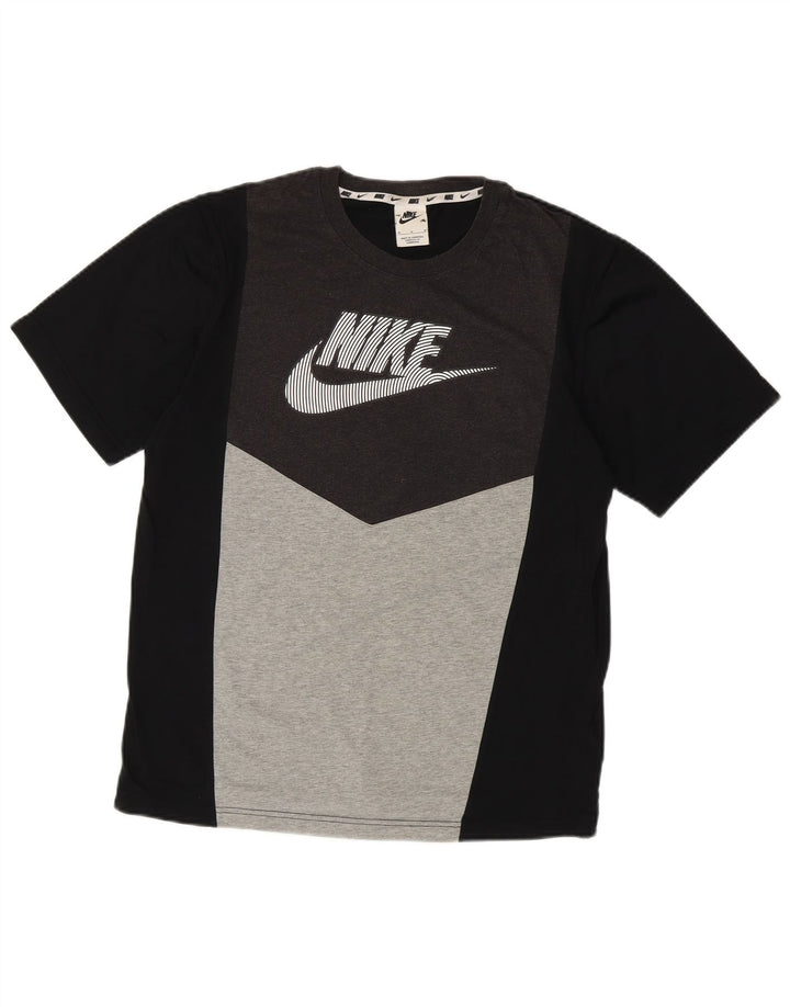 Мужская футболка с рисунком Nike, средний черный, хлопок с цветными блоками