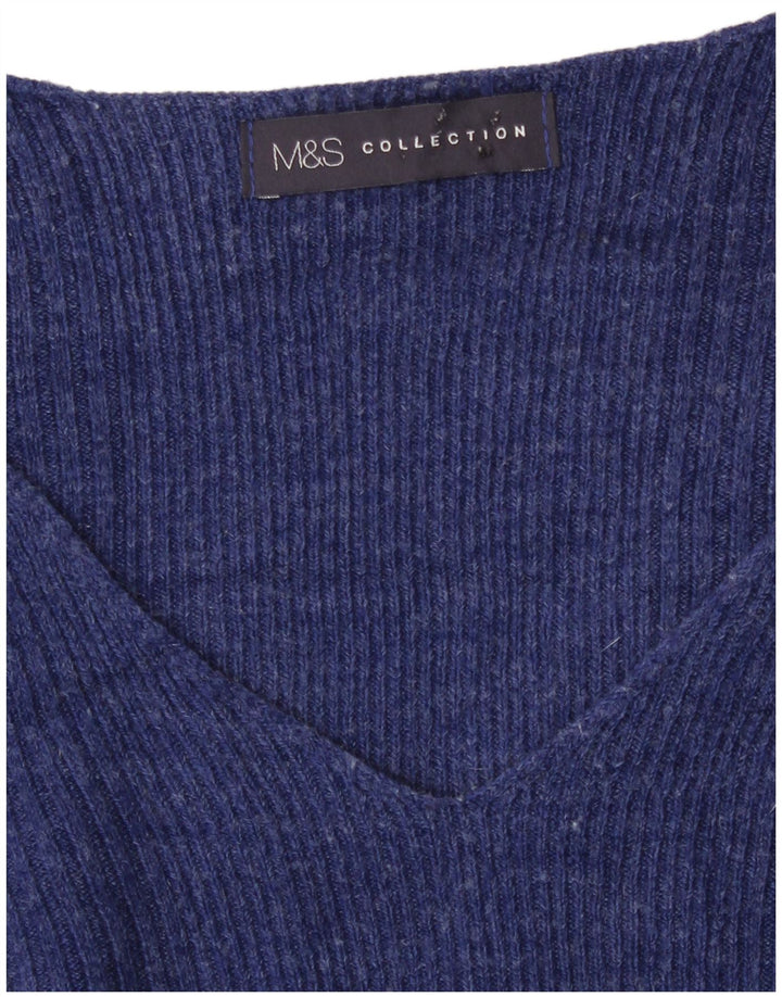 Женский джемпер с v-образным вырезом Marks & Spencer UK 14, средний синий в крапинку