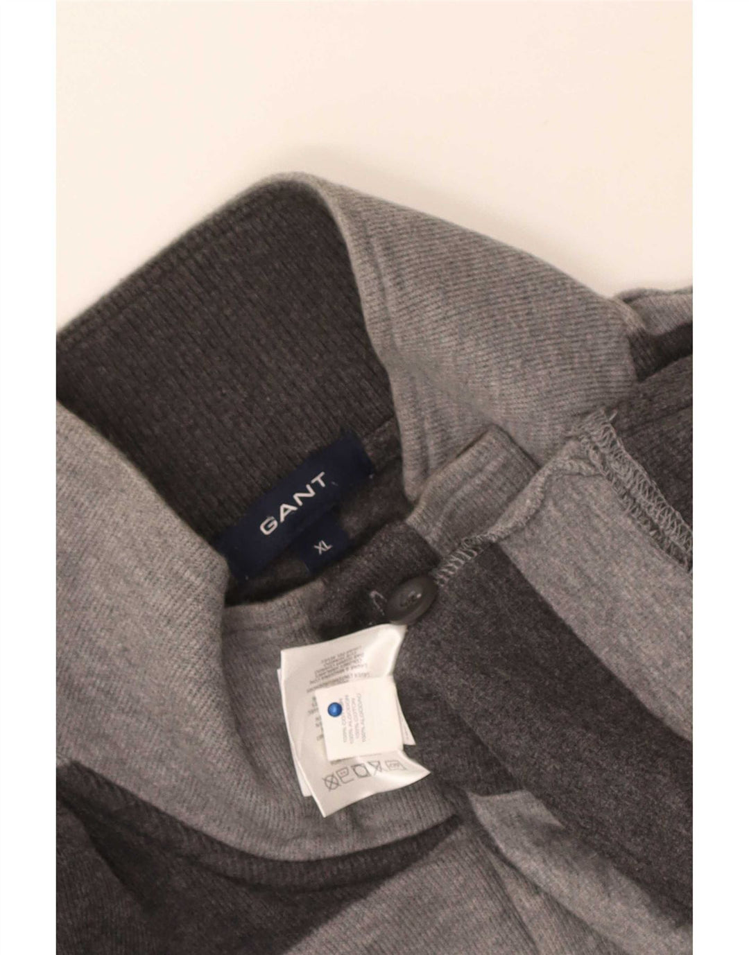 Мужской джемпер Gant на пуговицах, хлопковый свитер XL в серую полоску