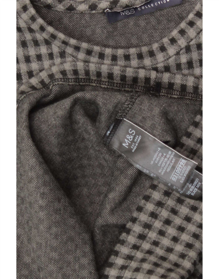 Женское платье прямого кроя с рукавами 3/4 Marks & Spencer, Великобритания, 8, маленькое черное в клетку