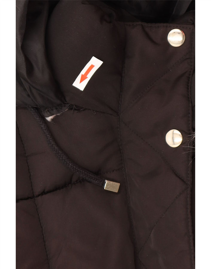 Topshop Женская утепленная куртка оверсайз с капюшоном UK 8, маленький черный полиэстер