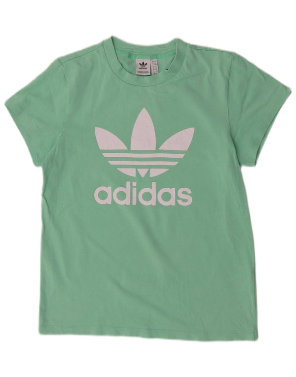 Женская футболка с рисунком Adidas Top UK 8, маленькая, зеленая, хлопковая