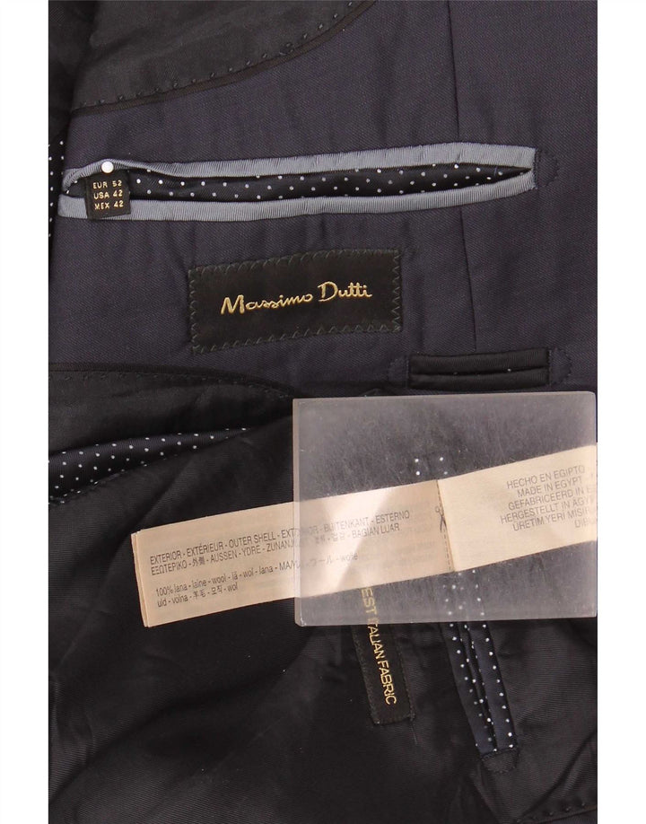 Мужской пиджак Massimo Dutti на 2 пуговицах EU 52, большой темно-синий, шерстяной