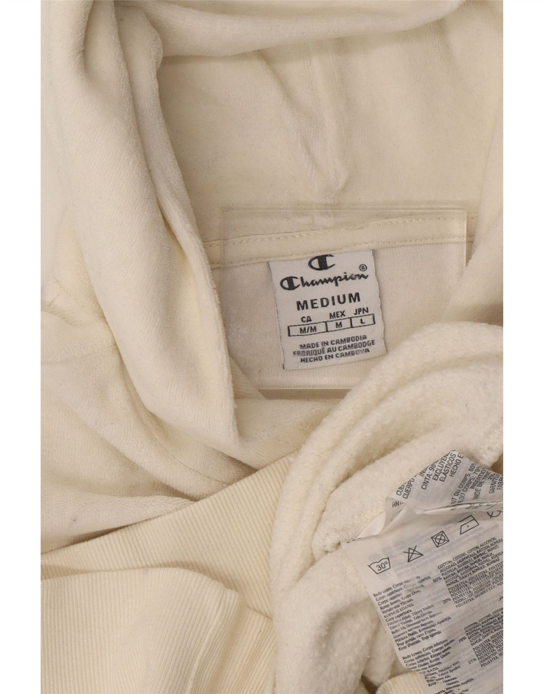 Женский флисовый джемпер с капюшоном и графикой CHAMPION, Великобритания 14, средний цвет, белый хлопок