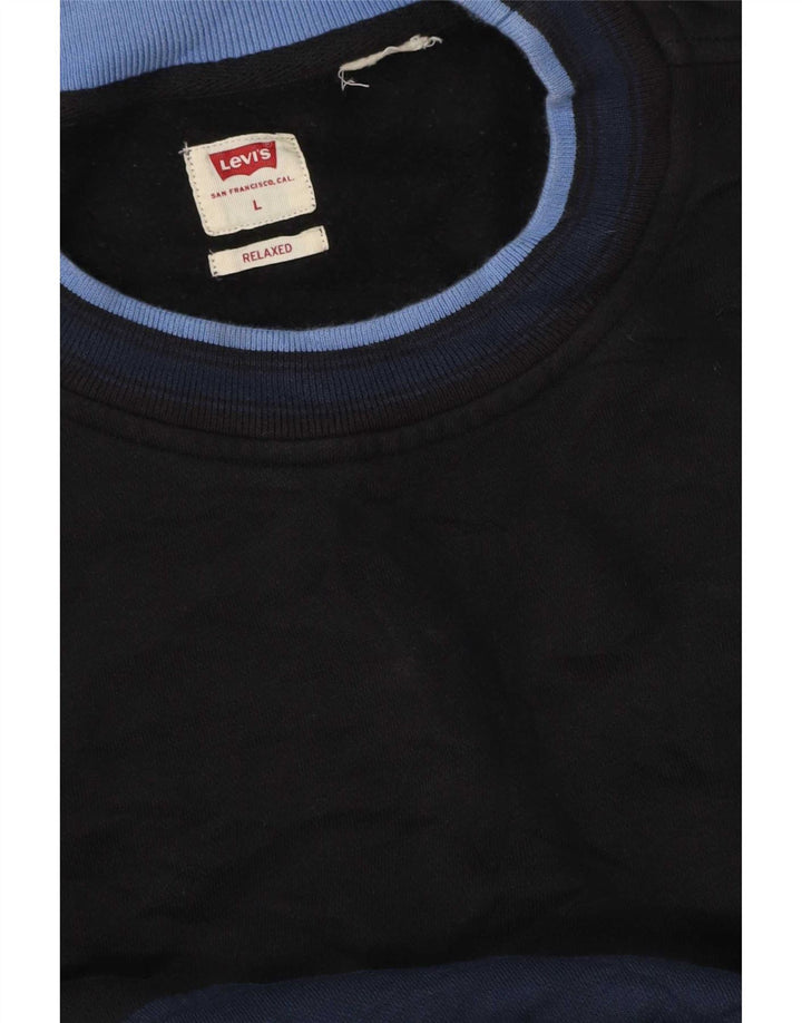 Мужской джемпер свободного кроя Levi's, большой темно-синий с цветными блоками