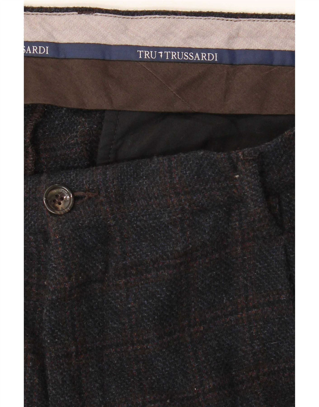 Trussardi Мужские прямые костюмные брюки W38 L33 Темно-синие в клетку