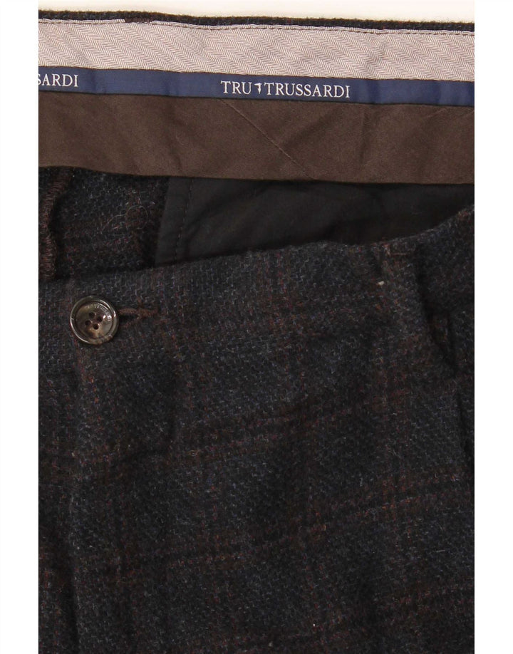 Trussardi Мужские прямые костюмные брюки W38 L33 Темно-синие в клетку