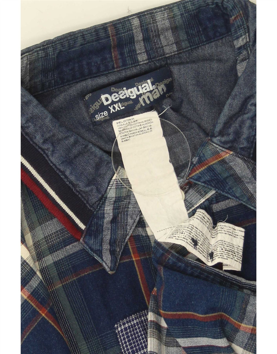 Мужская рубашка Desigual 2XL темно-синяя клетка из хлопка