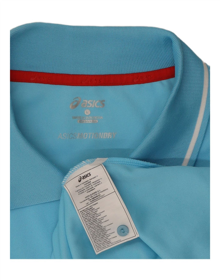 ASICS Mens Polo Shirt Large Blue Polyester Vintage Asics and Second-Hand Asics from Messina Hembry 
