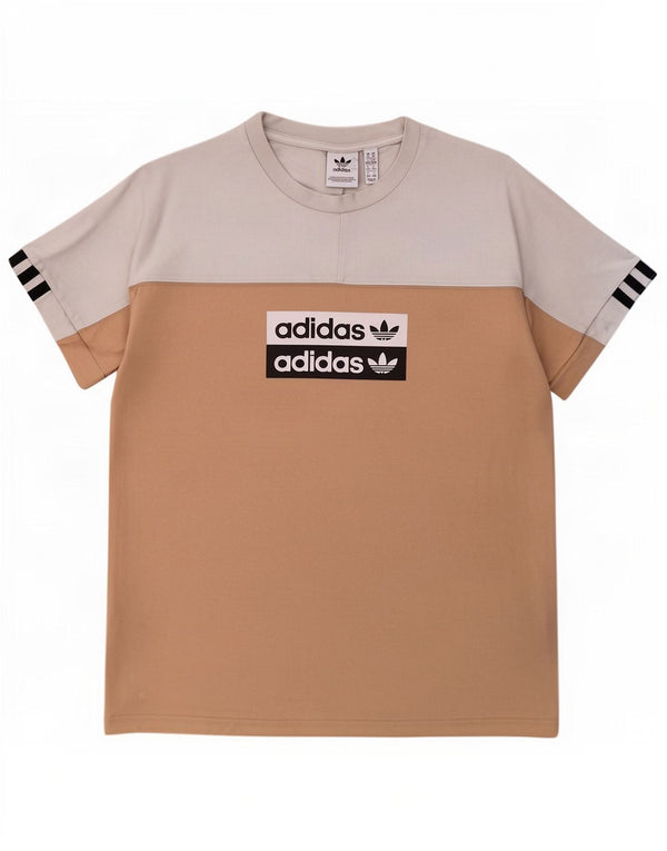 Женская футболка с рисунком Adidas Top UK 14, средний белый цвет, хлопок с цветными блоками