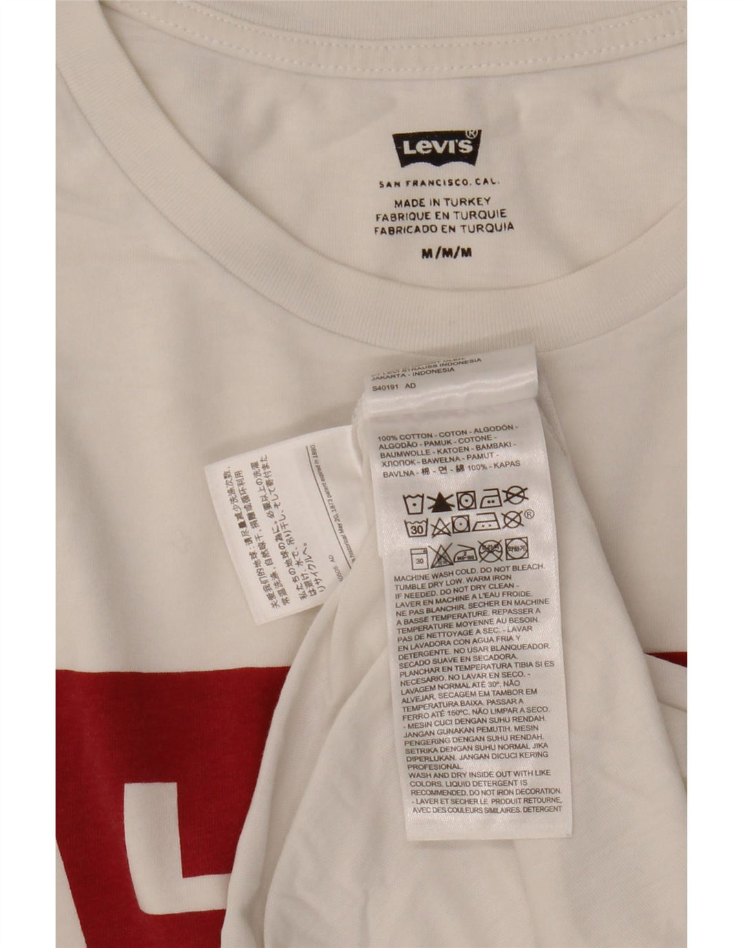 Мужская футболка с рисунком Levi's, топ среднего размера, белый хлопок, хлопок