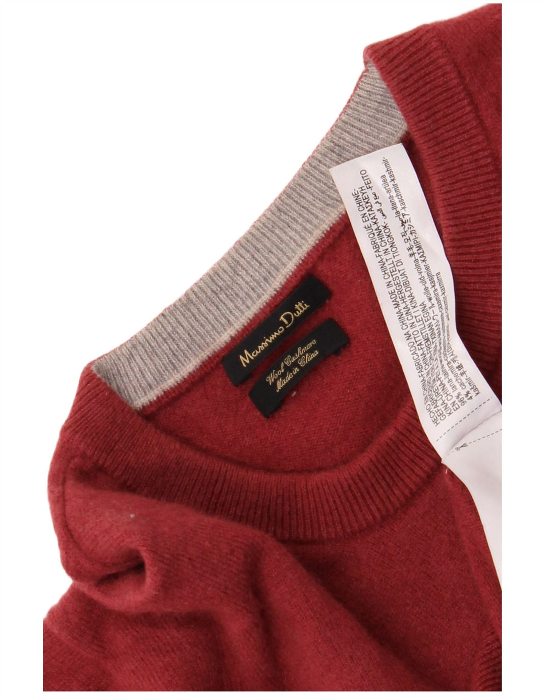 Мужской джемпер с круглым вырезом Massimo Dutti XL, красная шерсть