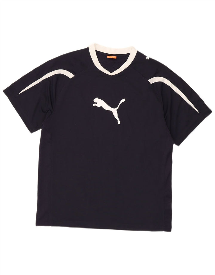 Мужская футболка с рисунком PUMA, средний темно-синий, полиэстер с цветными блоками