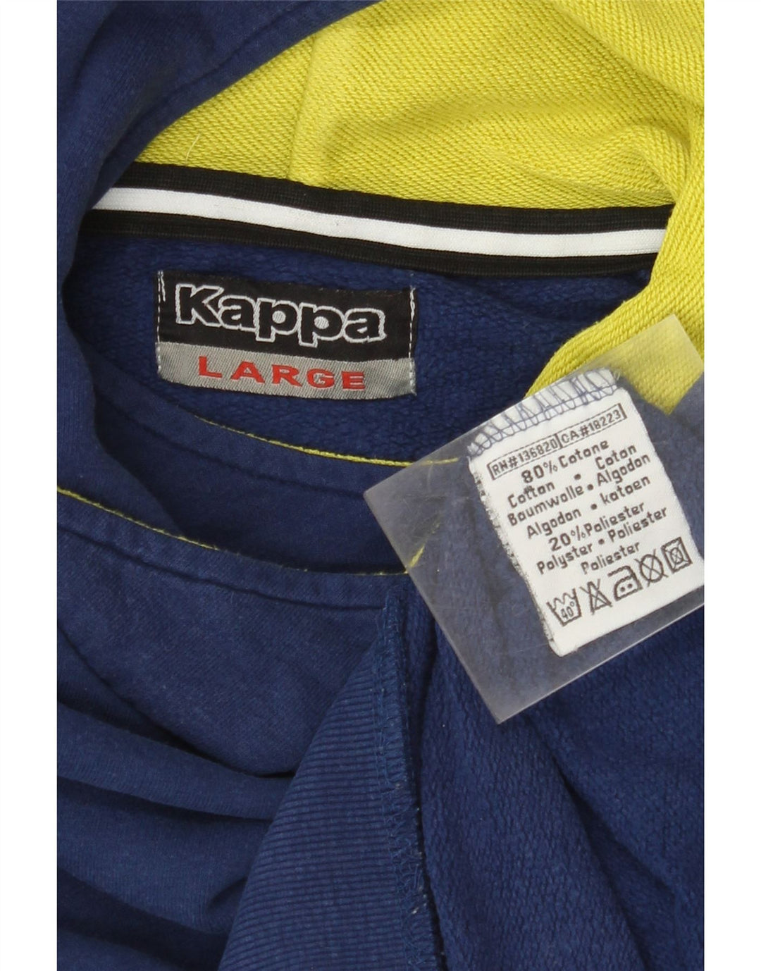 KAPPA Мужской джемпер с капюшоном, большой размер, темно-синий, хлопок