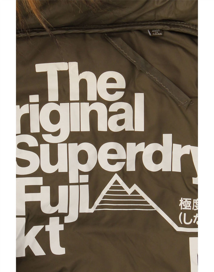 Женское стеганое пальто с капюшоном Superdry UK 14, средний хаки, нейлон