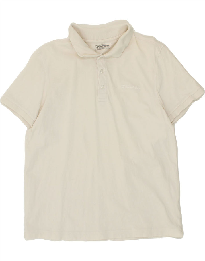 LOTTO Mens Polo Shirt Large Off White Vintage Lotto and Second-Hand Lotto from Messina Hembry 
