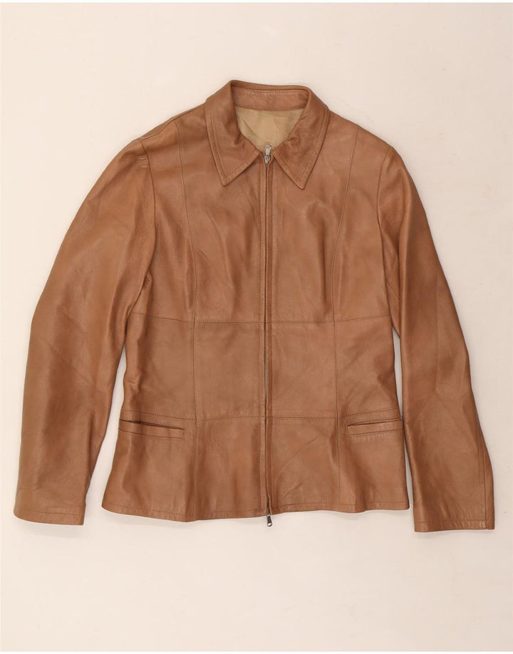 VINTAGE Женская кожаная куртка IT 48 XL Коричневая кожа