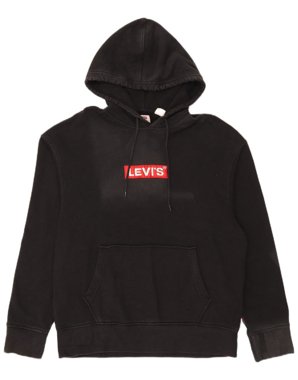 Мужской джемпер свободного кроя с капюшоном Levi's, черный, хлопковый, среднего размера