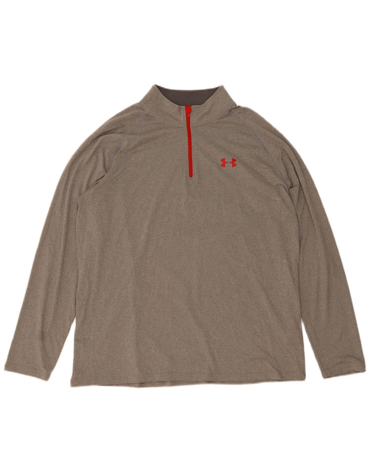 Мужской пуловер с воротником на молнии Under Armour, спортивный костюм, топ XL, серый