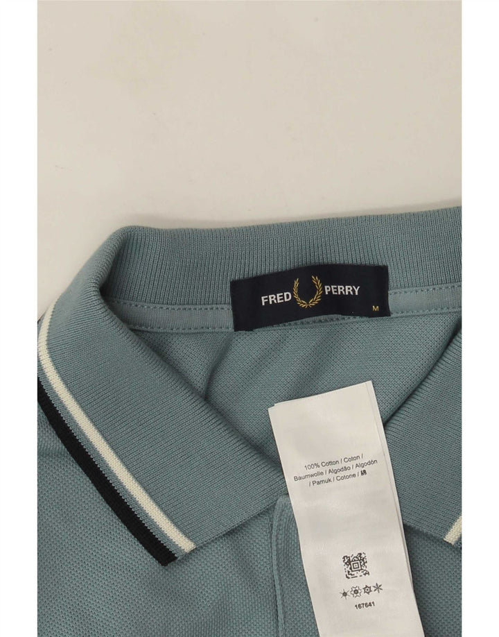 Мужская рубашка-поло Fred Perry, хлопковая синяя полоска среднего размера