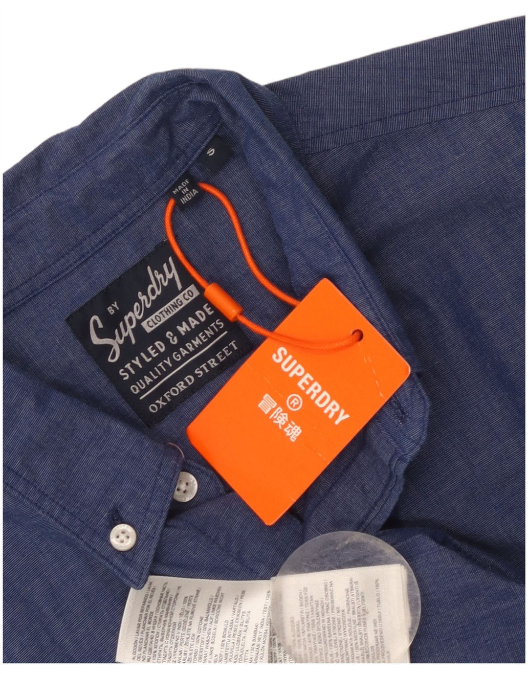 Мужская рубашка с коротким рукавом Superdry, маленькая синяя, хлопок