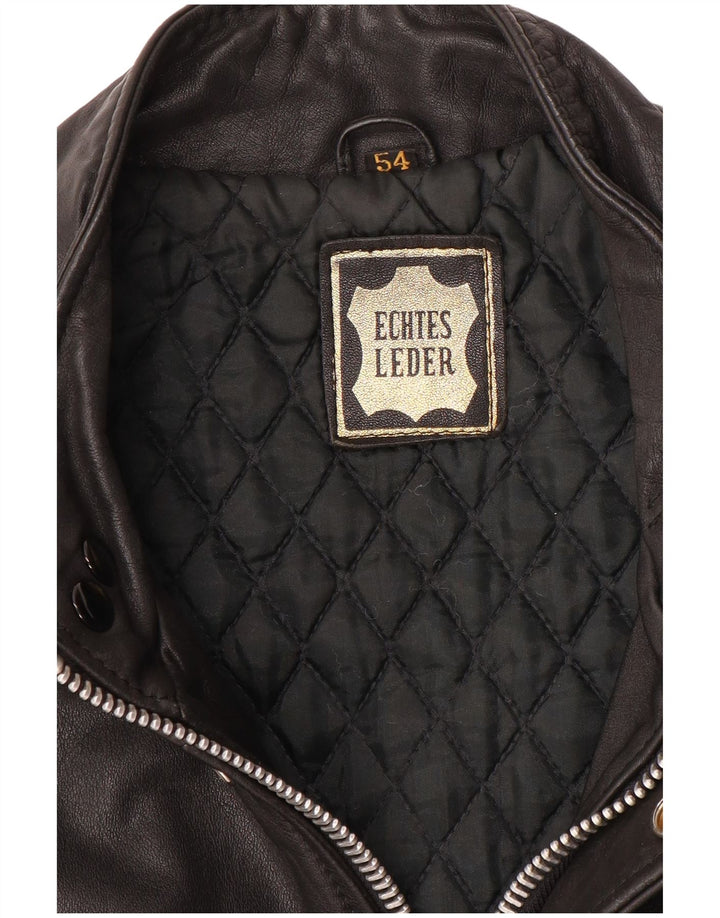 Мужская кожаная куртка в стиле милитари VINTAGE IT 54 2XL черная кожа