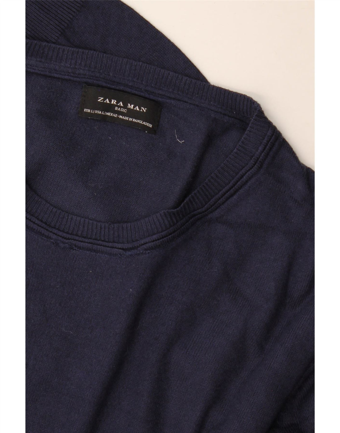 Мужской джемпер с круглым вырезом Zara, большой темно-синий