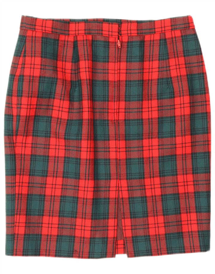 Винтажная женская юбка-карандаш W28 среднего красного цвета в клетку