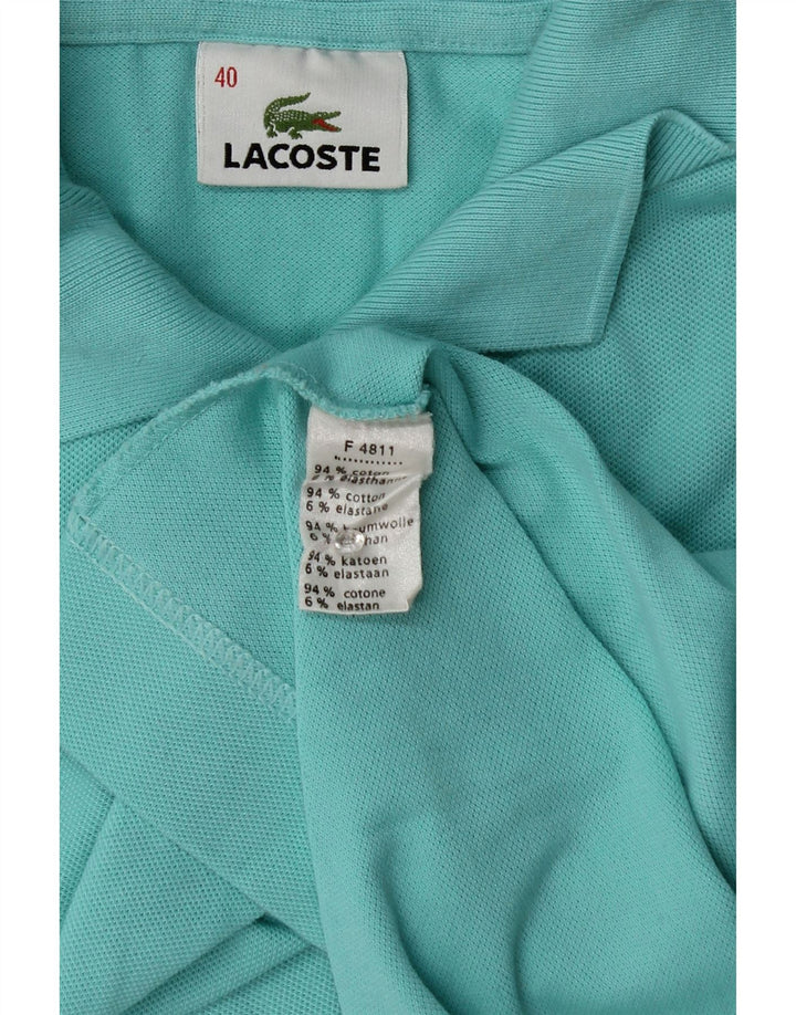 Женская рубашка поло Lacoste, размер 40, средний бирюзовый хлопок