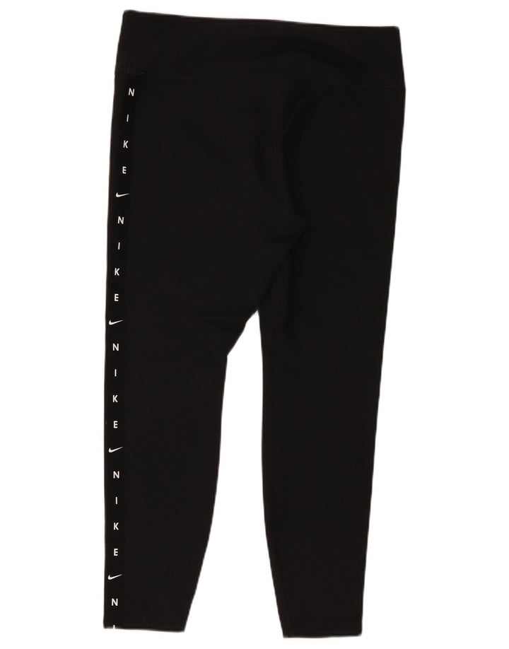 Женские леггинсы с рисунком Nike Dri Fit UK 14, большой черный полиэстер