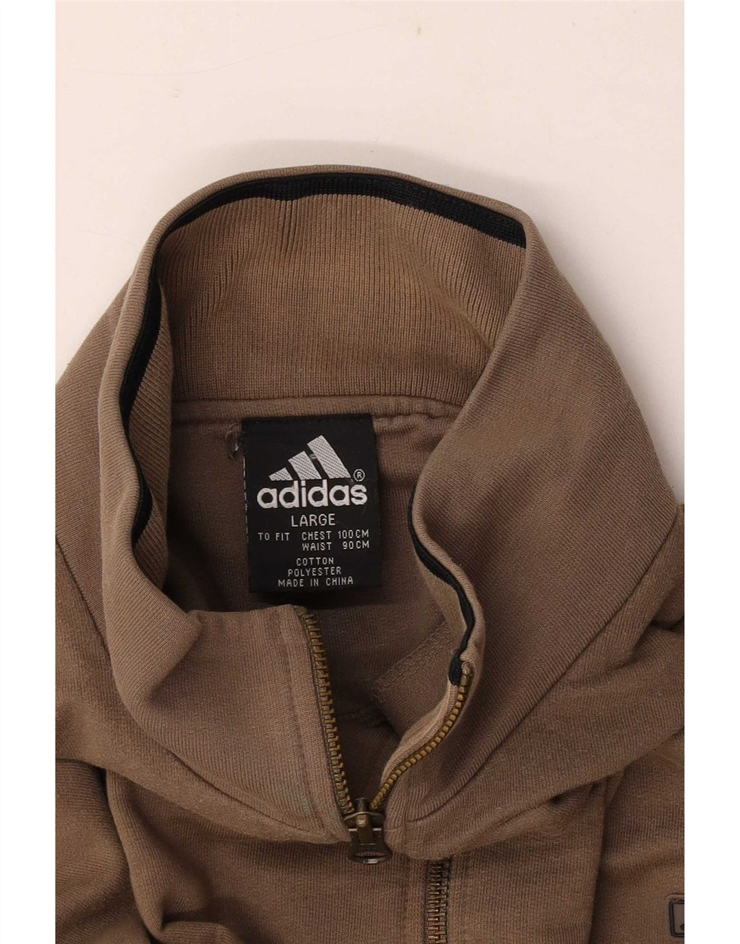 Мужской свитер с воротником на молнии Adidas, большой коричневый