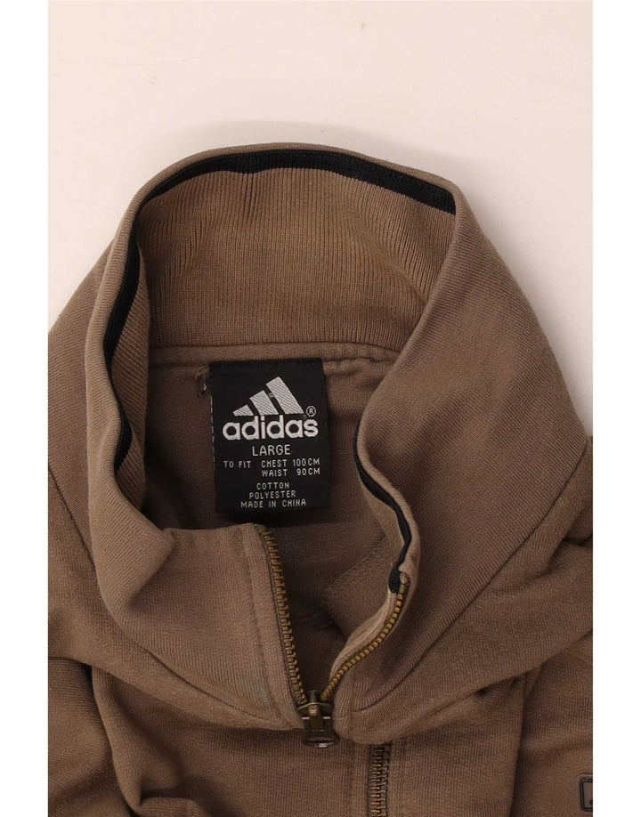 Мужской свитер с воротником на молнии Adidas, большой коричневый
