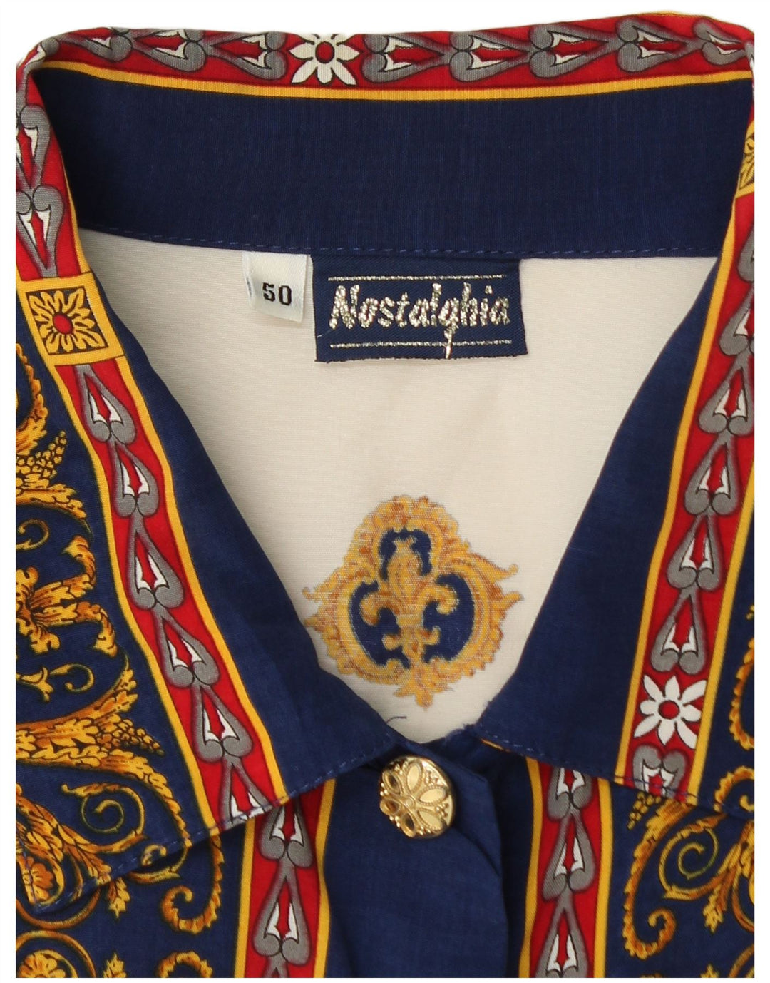 VINTAGE Женская рубашка с абстрактным узором IT 50 XL Белая вискоза