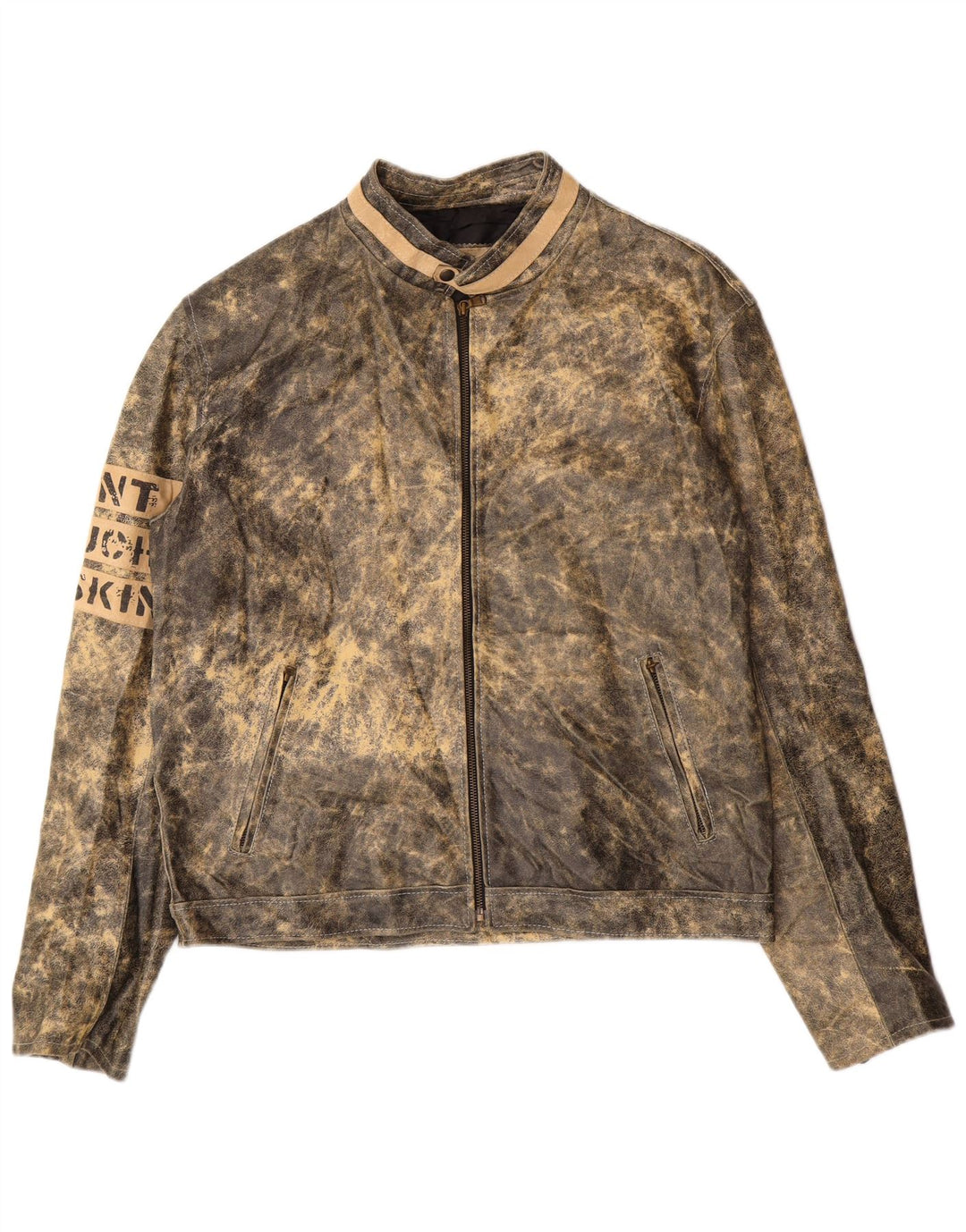 Мужская кожаная куртка с рисунком Bata IT 52 XL Серая кожа