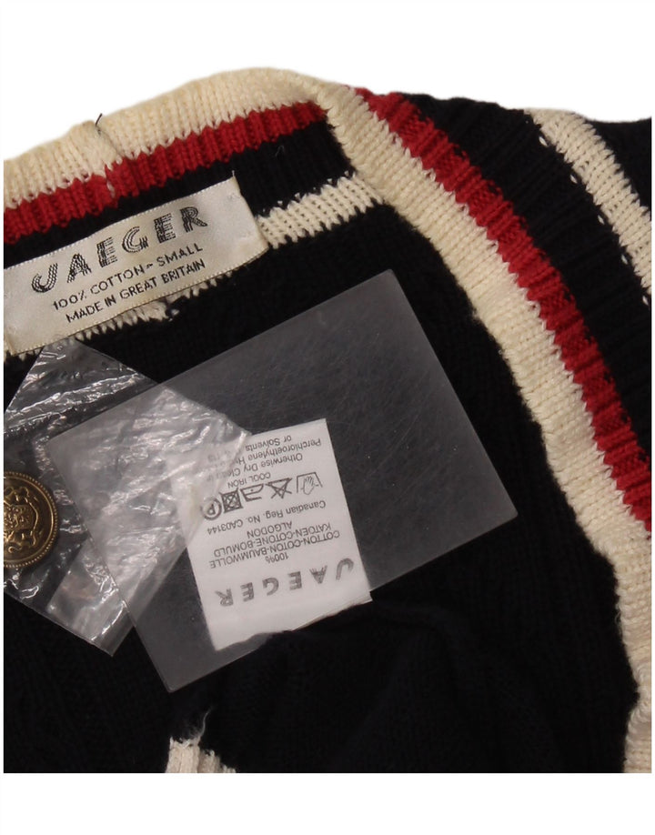 Женский свитер-кардиган оверсайз JAEGER UK 10, маленький, темно-синий, цветной блок